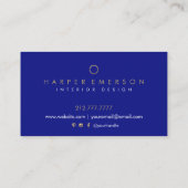 Indigo Blue en Gold Brusstrokes Card Visitekaartje (Achterkant)