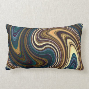 Indigo Blue en Goldenrod Swirl Design op Kussen