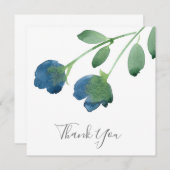 Indigo Blue en Green Waterverf Flowers Bedankkaart (Voorkant / Achterkant)