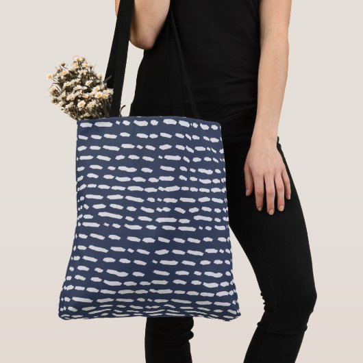 Indigo Blue en Grey Dash - Canvas tas (Dichtbij)