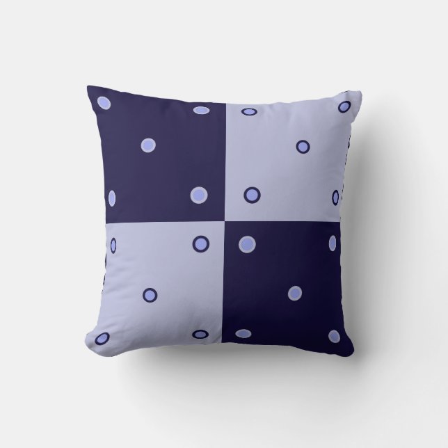 Indigo Blue en light blus patchwork en cirkels Kussen (Voorkant)
