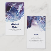 Indigo Blue en Paarse Waterverven Modern Creatief Visitekaartje (Voorkant / Achterkant)