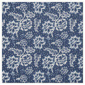 Indigo Blue en White  Floral Stof (Swatch)