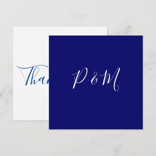 Indigo Blue en White Minimalist Wedding Bedankkaart (Voorkant / Achterkant)