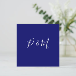 Indigo Blue en White Minimalist Wedding Bedankkaart