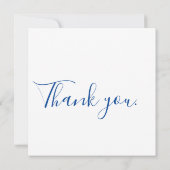 Indigo Blue en White Minimalist Wedding Bedankkaart (Achterkant)