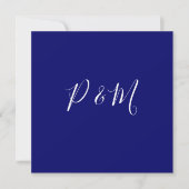 Indigo Blue en White Minimalist Wedding Bedankkaart (Voorkant)