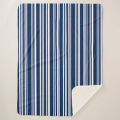 Indigo Blue en White Modern Stripes Sherpa Deken (Voorkant)