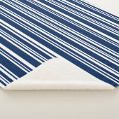 Indigo Blue en White Modern Stripes Sherpa Deken (3/4)