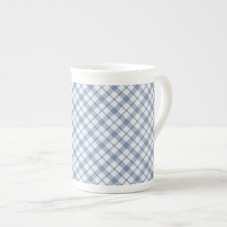 Indigo Blue en White Preppy Check Bone China Mok