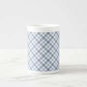 Indigo Blue en White Preppy Check Bone China Mok (Voorkant)