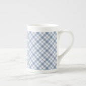 Indigo Blue en White Preppy Check Bone China Mok (Rechts)