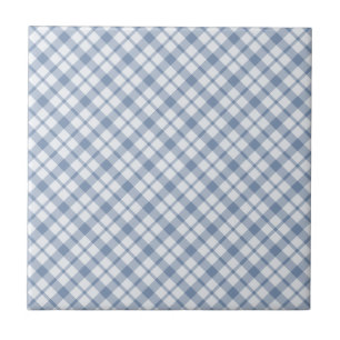 Indigo Blue en White Preppy Check Ceramic Tile Tegeltje