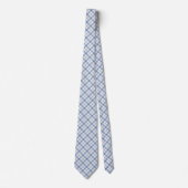 Indigo Blue en White Preppy Check Unisex Necktie Stropdas (Voorkant)