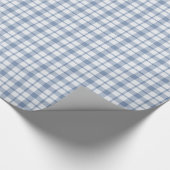 Indigo Blue en White Preppy Check Wrapping Paper Cadeaupapier (Hoek)