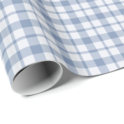 Indigo Blue en White Preppy Check Wrapping Paper Cadeaupapier (Rol Hoek)