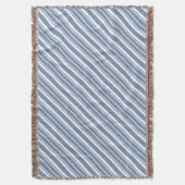 Indigo Blue en White Ticking Stripe Throw Blanket Deken (Voorkant Verticaal)