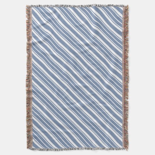 Indigo Blue en White Ticking Stripe Throw Blanket Deken (Voorkant Verticaal)