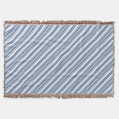 Indigo Blue en White Ticking Stripe Throw Blanket Deken (Voorkant)