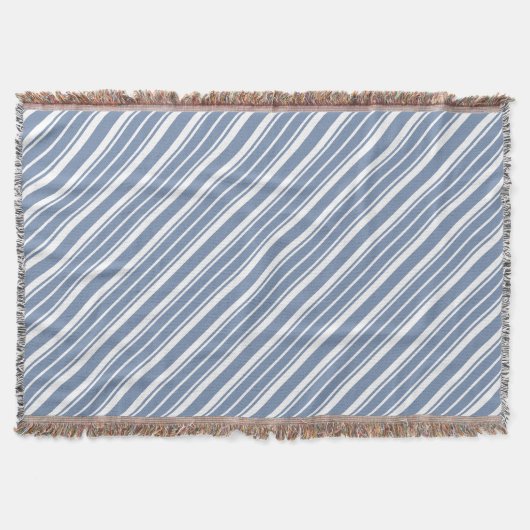Indigo Blue en White Ticking Stripe Throw Blanket Deken (Voorkant)