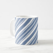 Indigo Blue en White Ticking Striped Coffee Mok (Voorkant links)