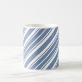 Indigo Blue en White Ticking Striped Coffee Mok (Center)