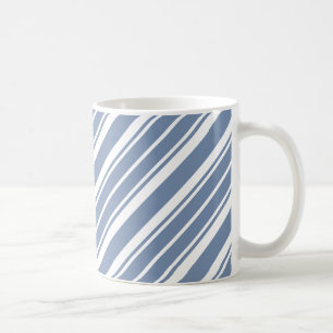 Indigo Blue en White Ticking Striped Coffee Mok