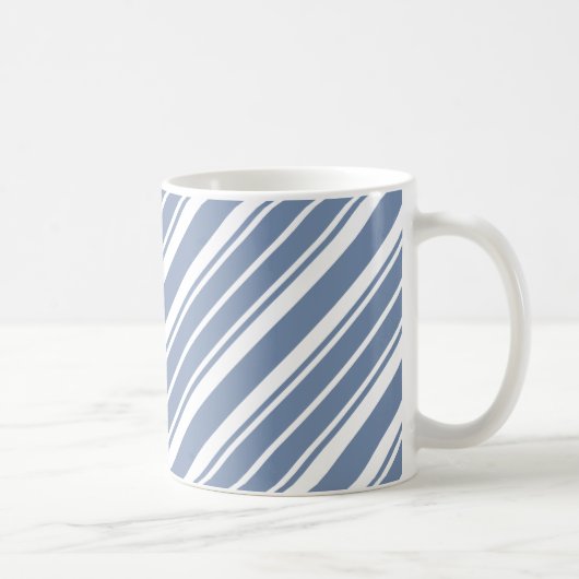 Indigo Blue en White Ticking Striped Coffee Mok (Rechts)