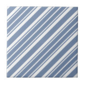 Indigo Blue en White Ticking Stripes Ceramic Tile Tegeltje (Voorkant)