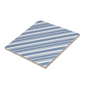 Indigo Blue en White Ticking Stripes Ceramic Tile Tegeltje (Zijkant)