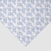 Indigo Blue Ethnic Floral Patroon Tissue Paper Tissuepapier (Detail)