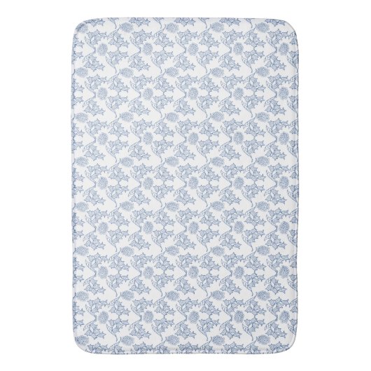  Indigo Blue Ethnic Floral Print Bath Mat (Voorkant Verticaal)