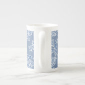Indigo Blue Ethnic Floral Print Bone China Mok (Achterkant)