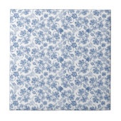 Indigo Blue Ethnic Floral Print Ceramic Tile Tegeltje (Voorkant)