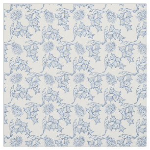  Indigo Blue Ethnic Floral Print Fabric Stof