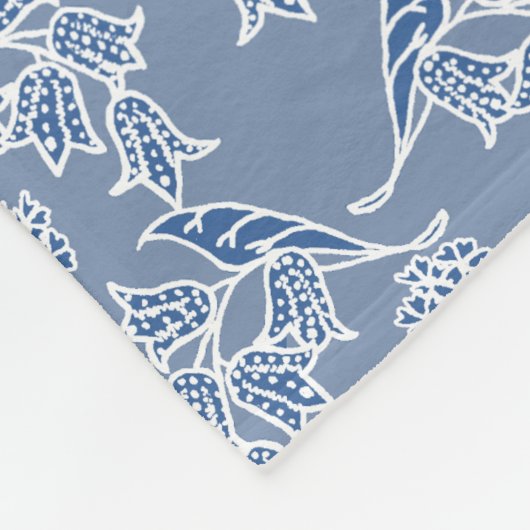 Indigo Blue Ethnic Floral Print Fleece Blanket (Hoek)