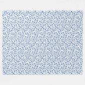 Indigo Blue Ethnic Floral Print Fleece Blanket Deken (Voorkant (Horizontaal))