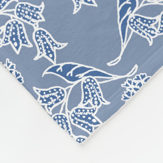 Indigo Blue Ethnic Floral Print Fleece Blanket Deken (Hoek)