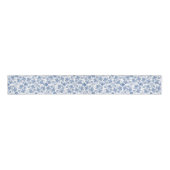 Indigo Blue Ethnic Floral Print Grosgrain Ribbon Grosgrain Lint (Voorkant)