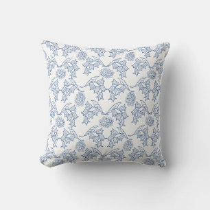  Indigo Blue Ethnic Floral Print Pillow Kussen