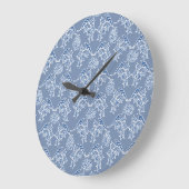 Indigo Blue Ethnic Floral Print Round Wall Clock Grote Klok (Hoek)