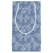 Indigo Blue Ethnic Floral Print Small Gift Bag Klein Cadeauzakje (Voorkant)