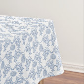 Indigo Blue Ethnic Floral Print Tablecloth Tafelkleed (Voorbeeld)