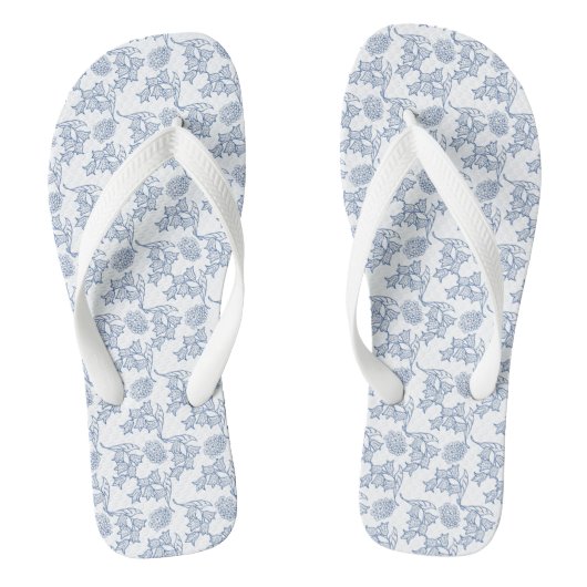 Indigo Blue Ethnic Floral Print Teenslippers (Voetbed)