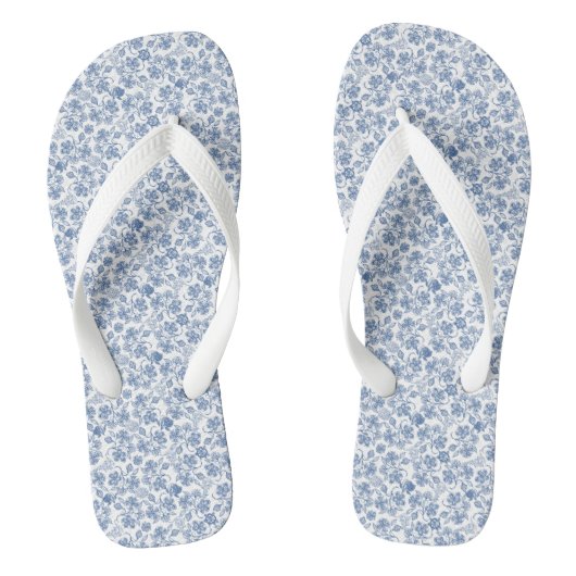 Indigo Blue Ethnic Floral Print Teenslippers (Voetbed)