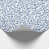 Indigo Blue Ethnic Floral Print Wrapping Paper Cadeaupapier (Hoek)