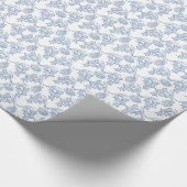 Indigo Blue Ethnic Floral Print Wrapping Paper Cadeaupapier (Hoek)