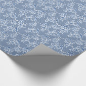 Indigo Blue Ethnic Floral Print Wrapping Paper Cadeaupapier (Hoek)