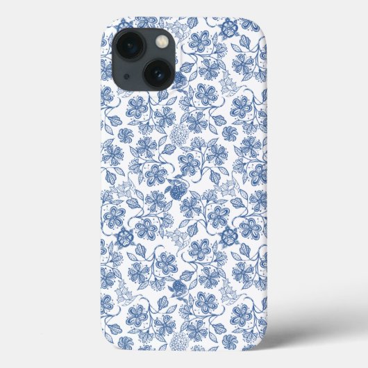 Indigo Blue Ethnic Floral Samsung Note 4 Hoesje (Achterkant)