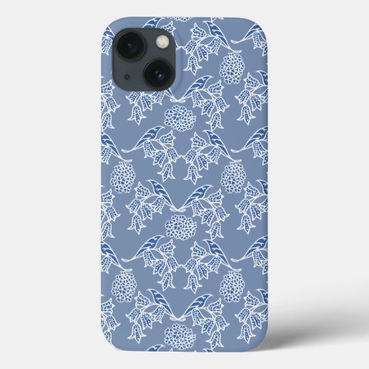 Indigo Blue Ethnic Floral Samsung Note 4 Hoesje (Achterkant)